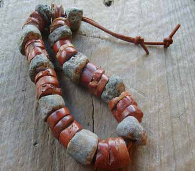 Pipestone & Ancient Granite Bead Bracelet 